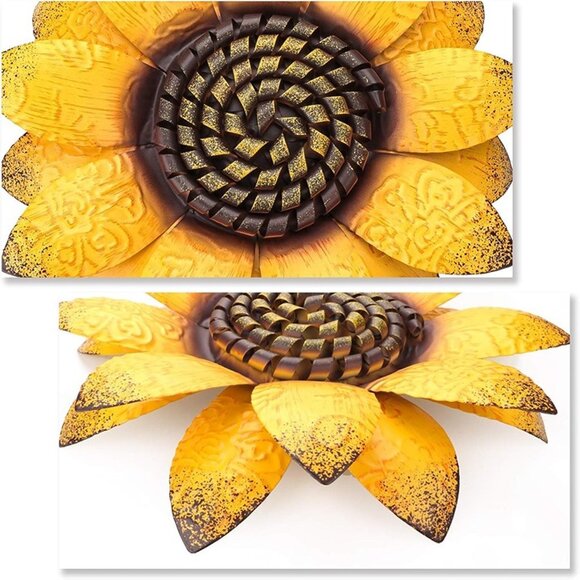 NEW Sunflower Metal Flowers Wall Decor Metal Wall Art Decorations 12 Inch - Picture 6 of 8